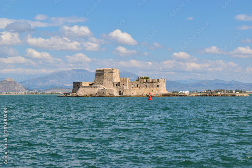 Fortress Bourtzi, harbor of Nafplion, Greece.