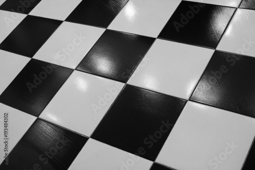 Black and white floor tiles photo