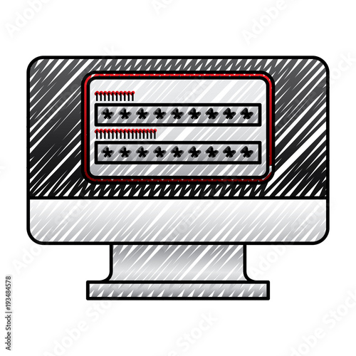 screen computer password login access vector illustration drawing graphic
