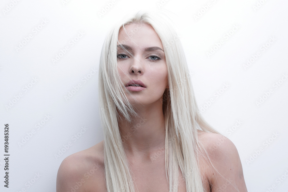 Close-up of a worried beautiful woman blonde - obrazy, fototapety, plakaty 