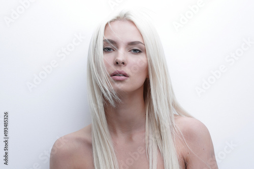 Close-up of a worried beautiful woman blonde