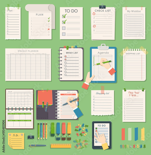 Vector notebook agenda business planner note. Meeting notebook plan work reminder agenda business note. Schedule calendar planner organizer agenda business books note appointment concept