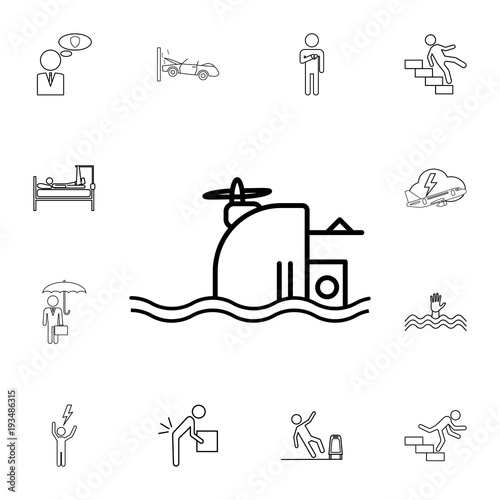 Shipwreck line icon.Element of popular Insuarance icon. Premium quality graphic design. Signs, symbols collection icon for websites, web design,