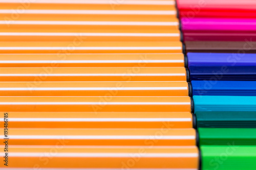 Colored pens lined up