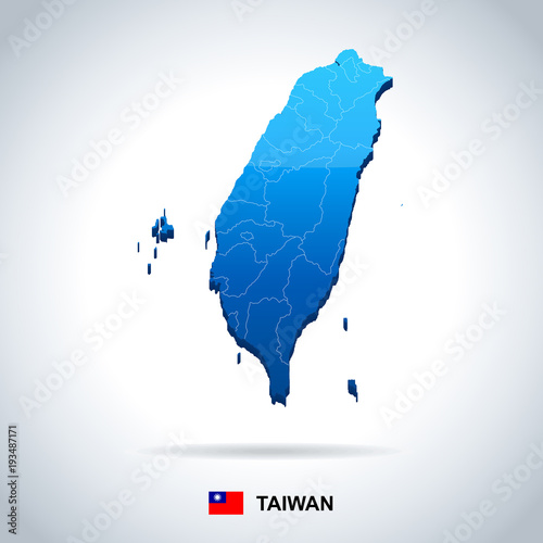 Taiwan - map and flag - Detailed Vector Illustration