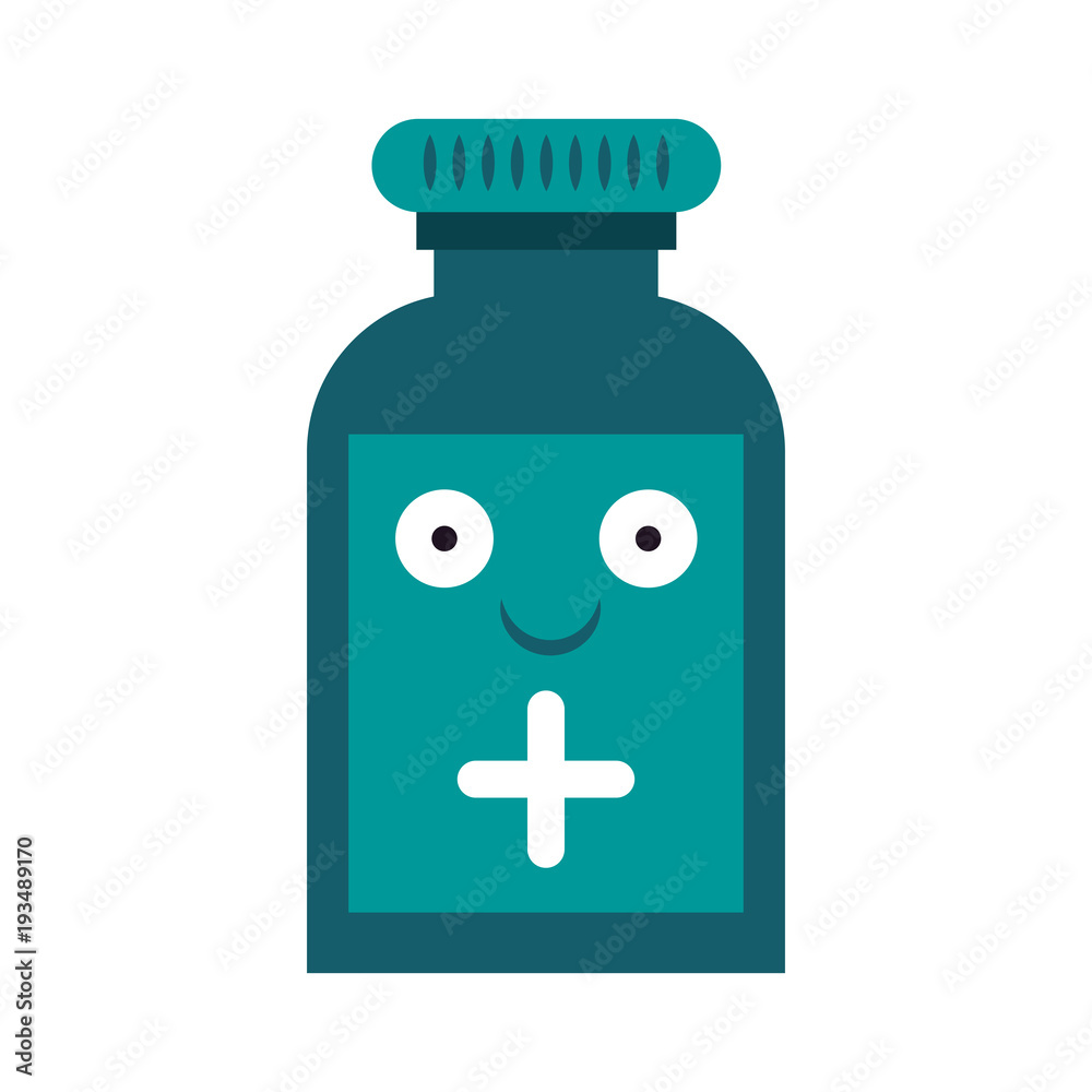 Obraz premium Medicine bottle symbol cartoon smiling vector illustration graphic design