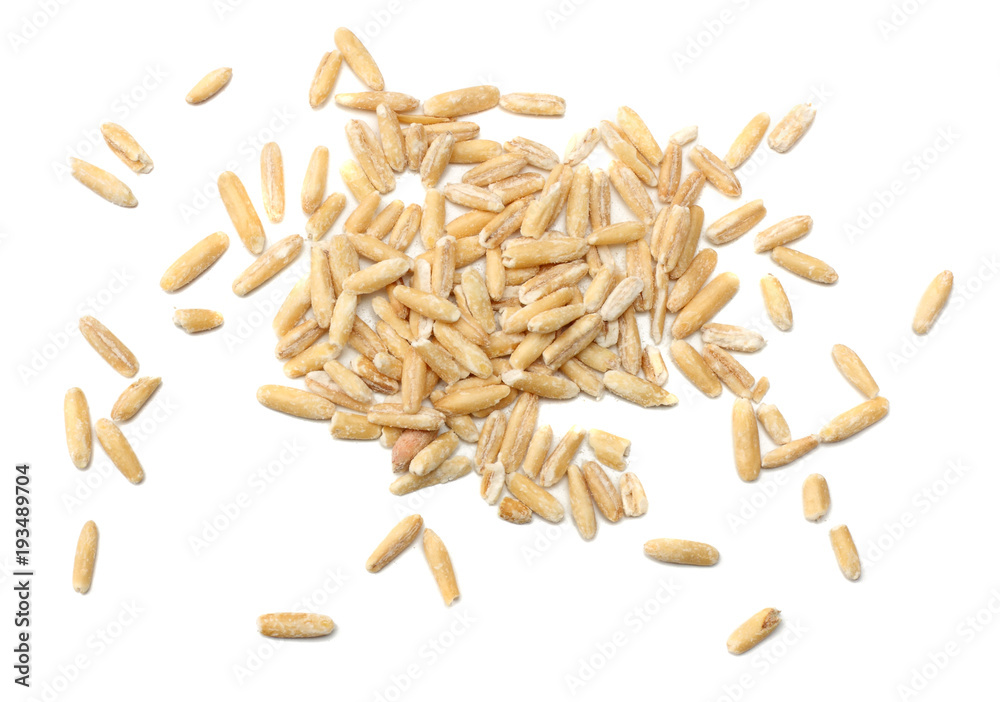 oat grains isolated on white background. top view oat grains isolated on white background. top view