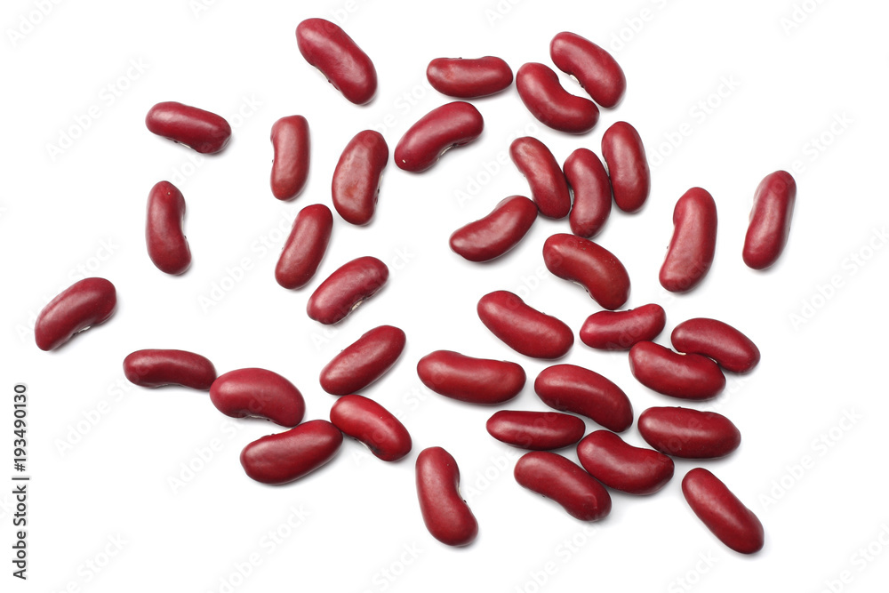 red kidney beans isolated on white background. top view red kidney beans isolated on white background. top view