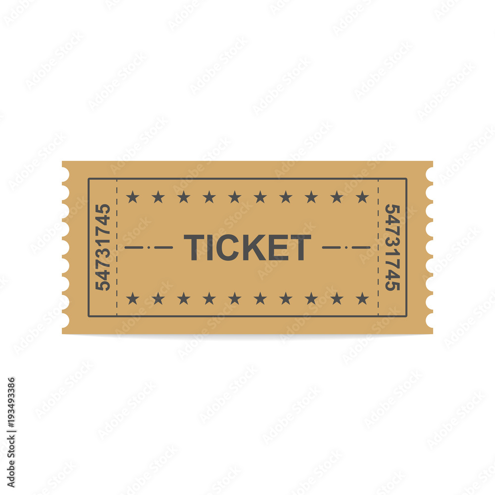 Ticket icon vector illustration in the flat sty Ticket icon vector illustration in the flat sty
