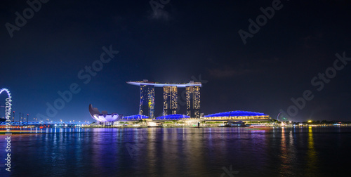 Singapore skyline with urban buildings over water