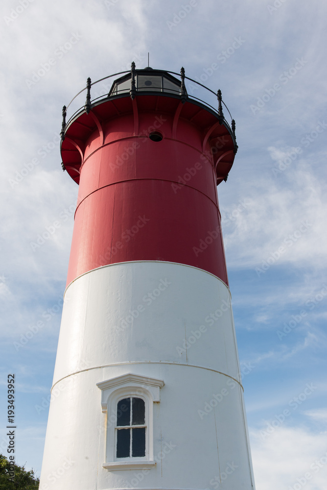 Close up of red and white lighthouse Close up of red and white lighthouse
