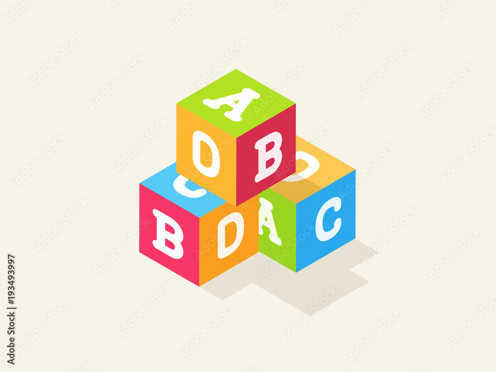 Alphabet colorful toy blocks font for children Vector Image