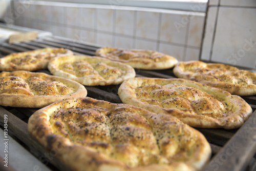 Ramadan Pita (Ramazan Pidesi) Traditional Turkish bread for holy month Ramadan.