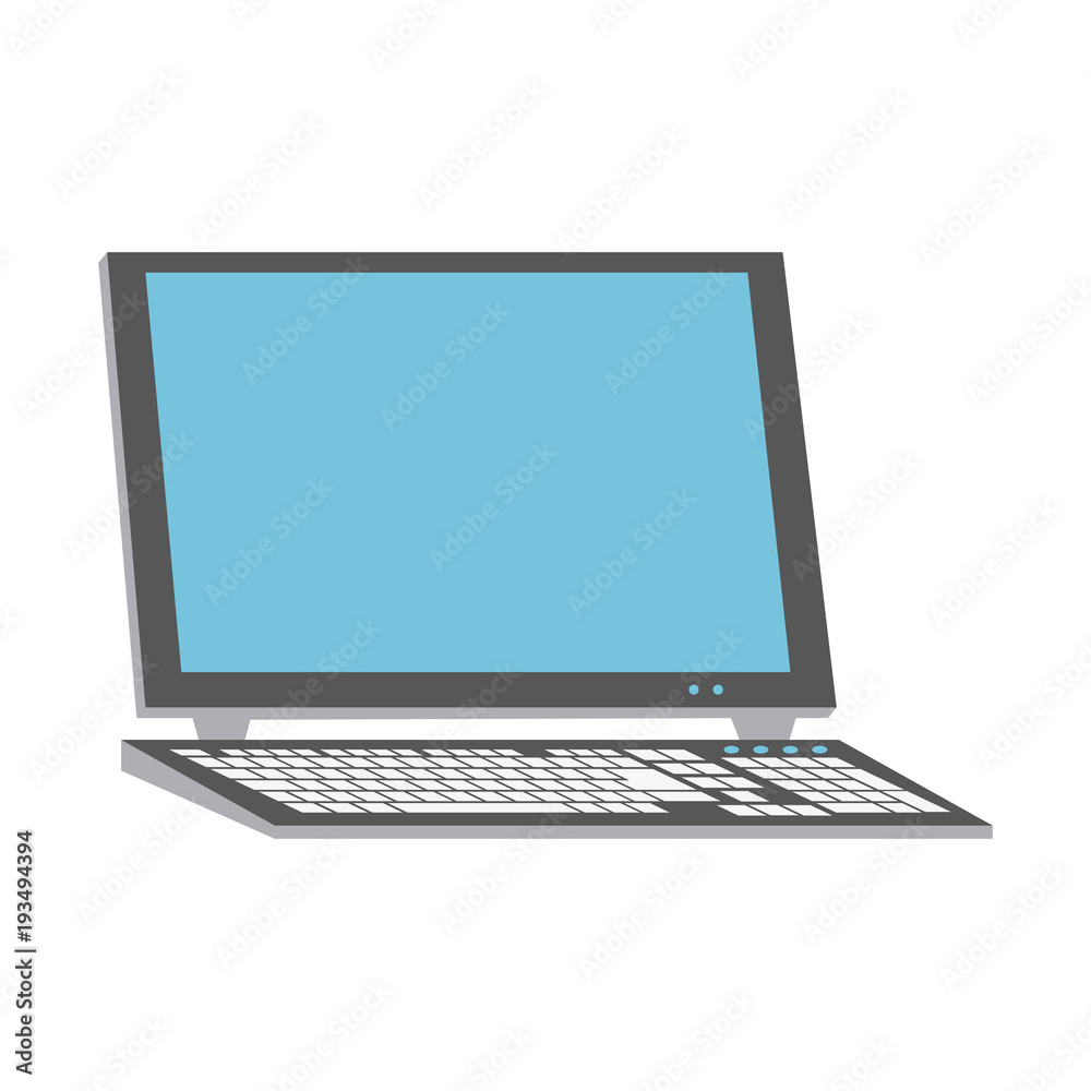 Fototapeta premium Computer with keyboard icon vector illustration graphic design