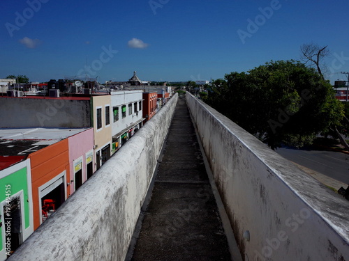 A walk along the ancient fortifications in the walled city of Campeche in Mexico