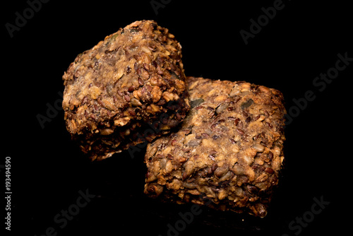 bread roll, bread on a black background, isolated