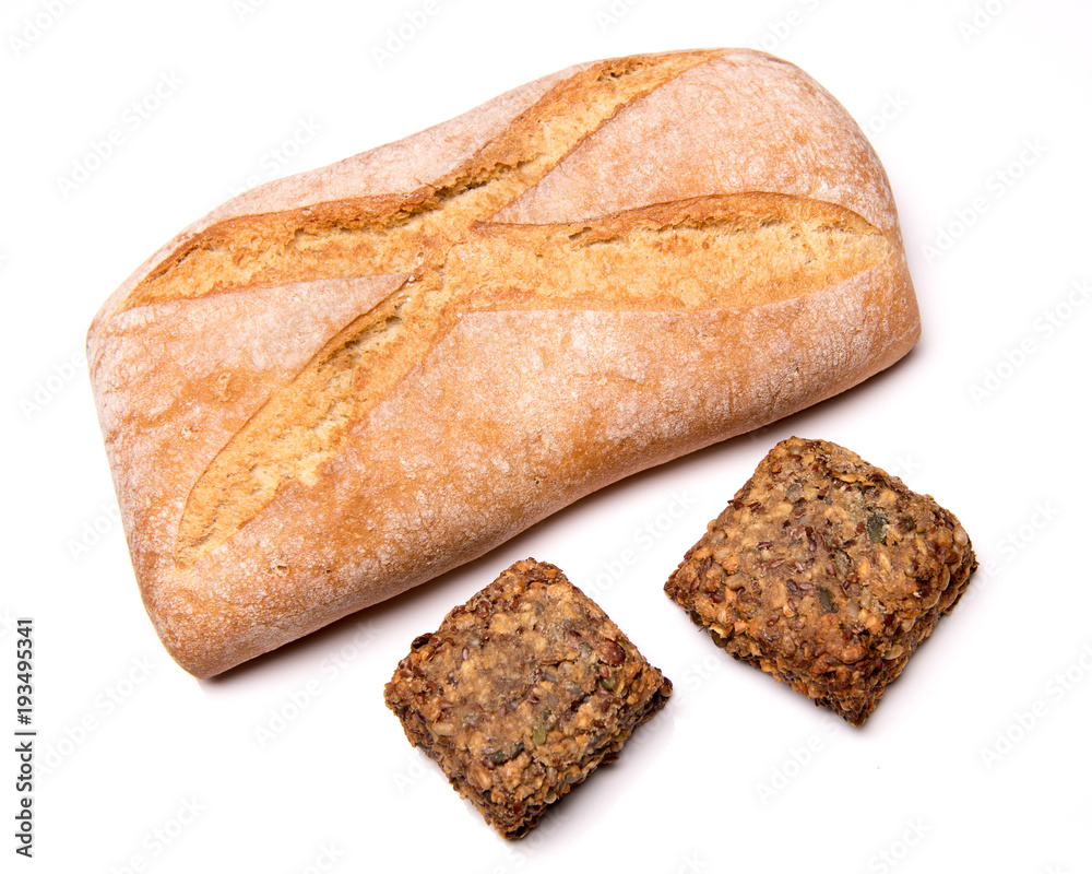bread roll, bread on a white background, isolated