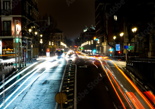 Big city lights by moving cars