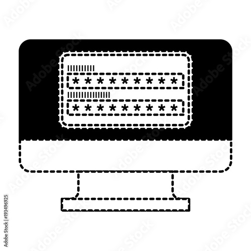 screen computer password login access vector illustration dotted line graphic