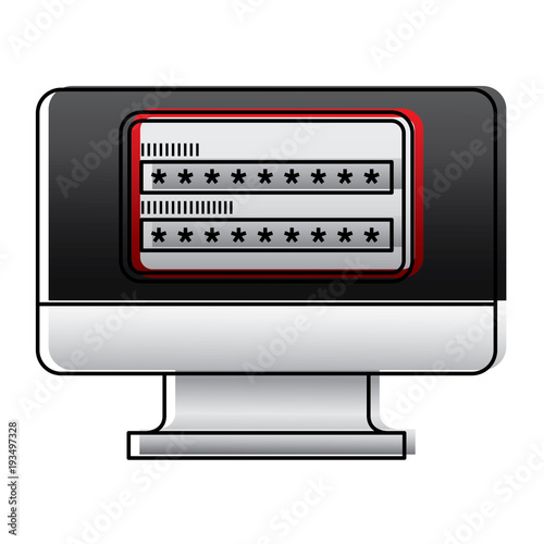 screen computer password login access vector illustration