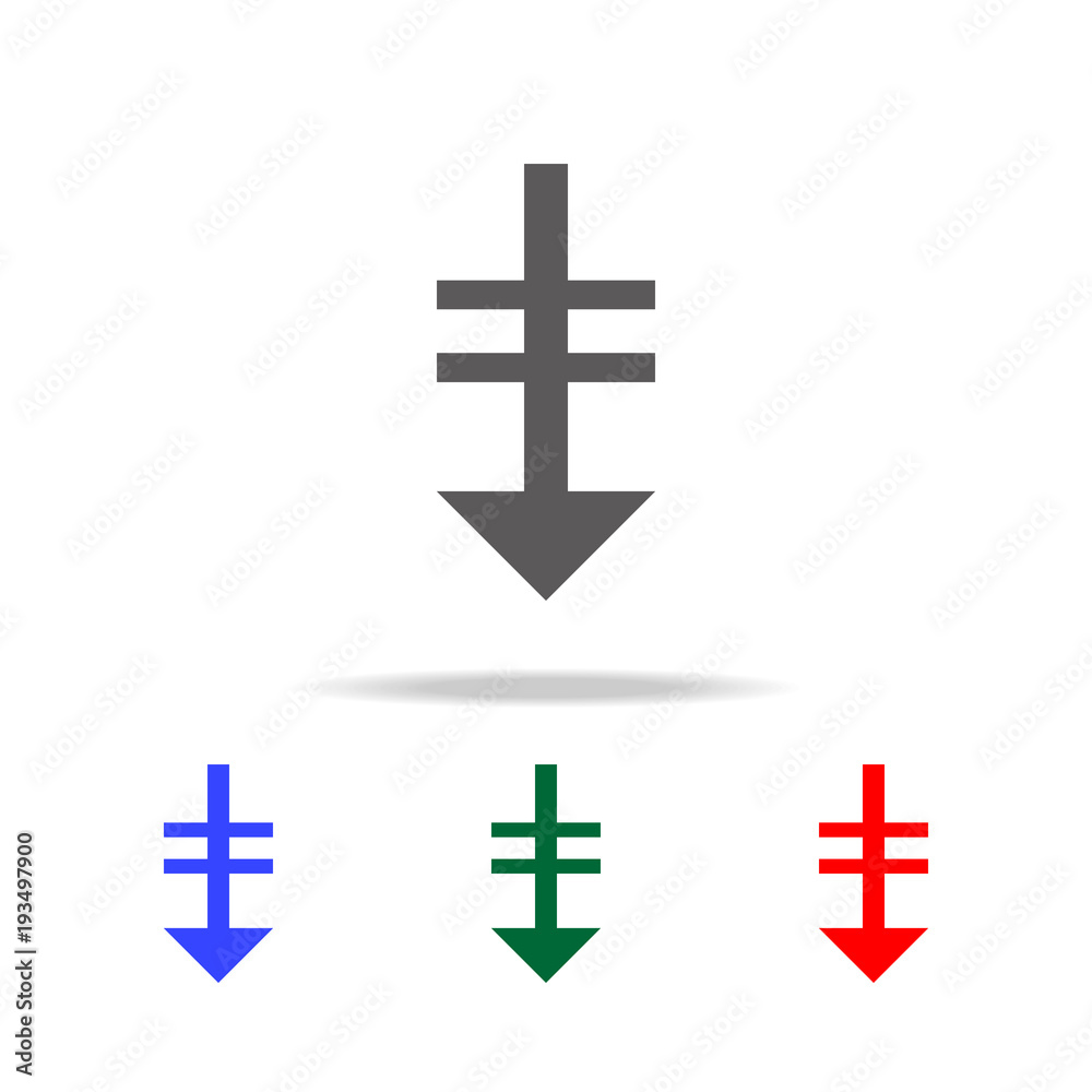 Obraz premium Down arrow icon. Elements in multi colored icons for mobile concept and web apps. Icons for website design and development, app development