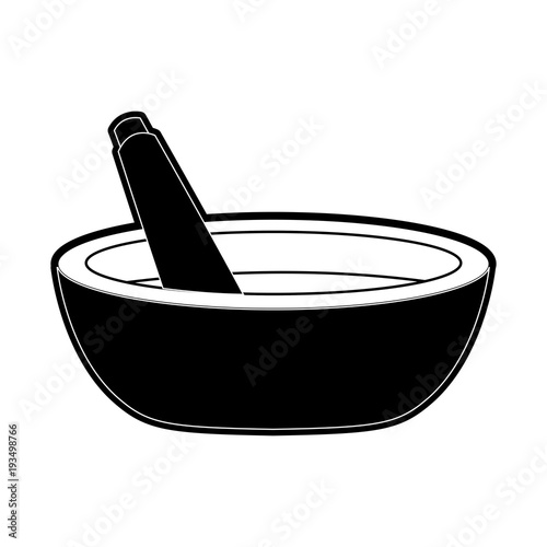 mortar and pestle icon image vector illustration design  black and white