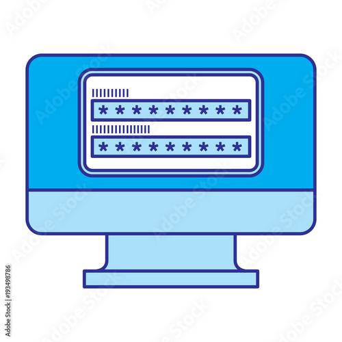 screen computer password login access vector illustration blue image
