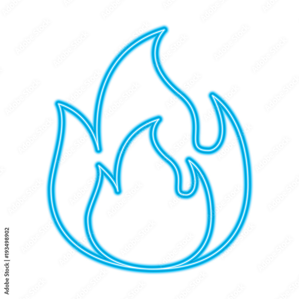 fire flame burning danger hot image vector illustration blue neon line image fire flame burning danger hot image vector illustration blue neon line image