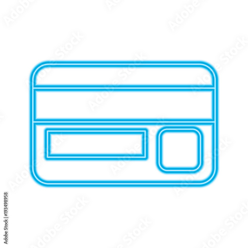 bank credit card money safety icon vector illustration blue neon line image