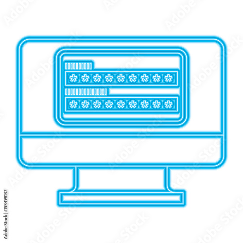 screen computer password login access vector illustration blue neon line image