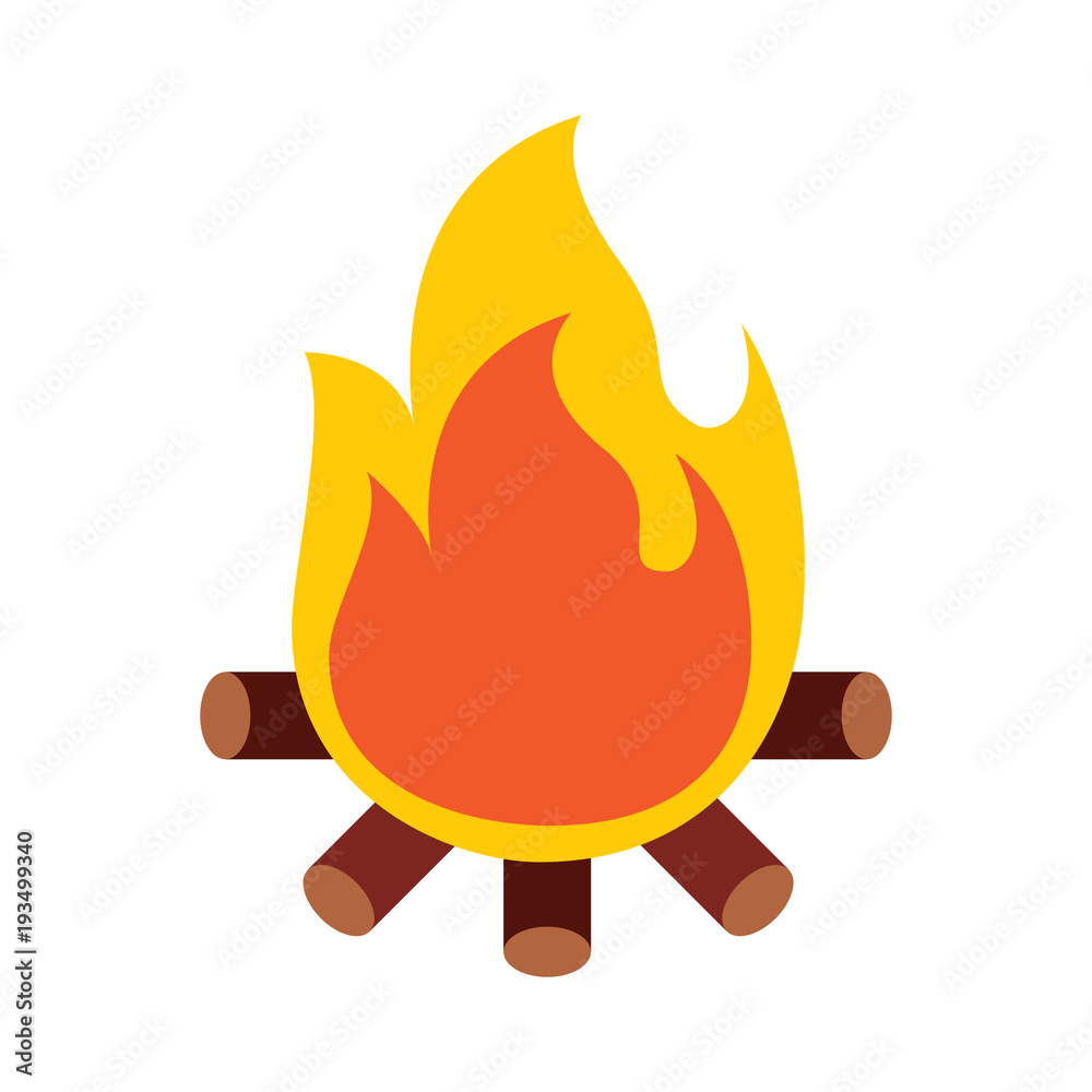 burning bonfire flame with wooden sticks vector illustration burning bonfire flame with wooden sticks vector illustration