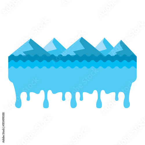 melted landscape mountains water disaster vector illustration