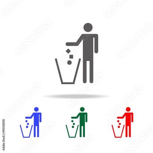 throw garbage icon. Elements in multi colored icons for mobile concept and web apps. Icons for website design and development, app development photo