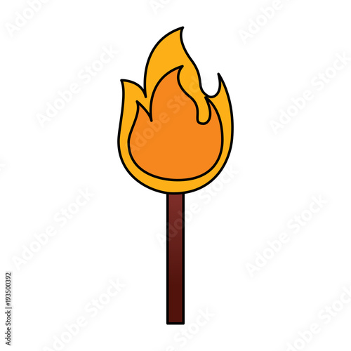 fire stick burn hot flame icon vector illustration