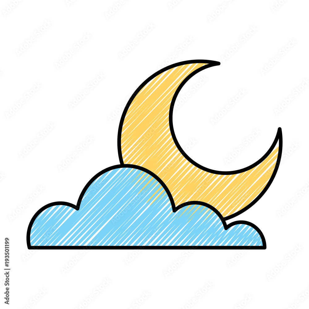 Obraz premium cloud half moon weather sky image vector illustration drawing graphic