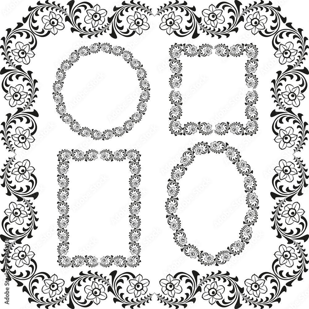 set of decorative borders with flowers narcissus set of decorative borders with flowers narcissus