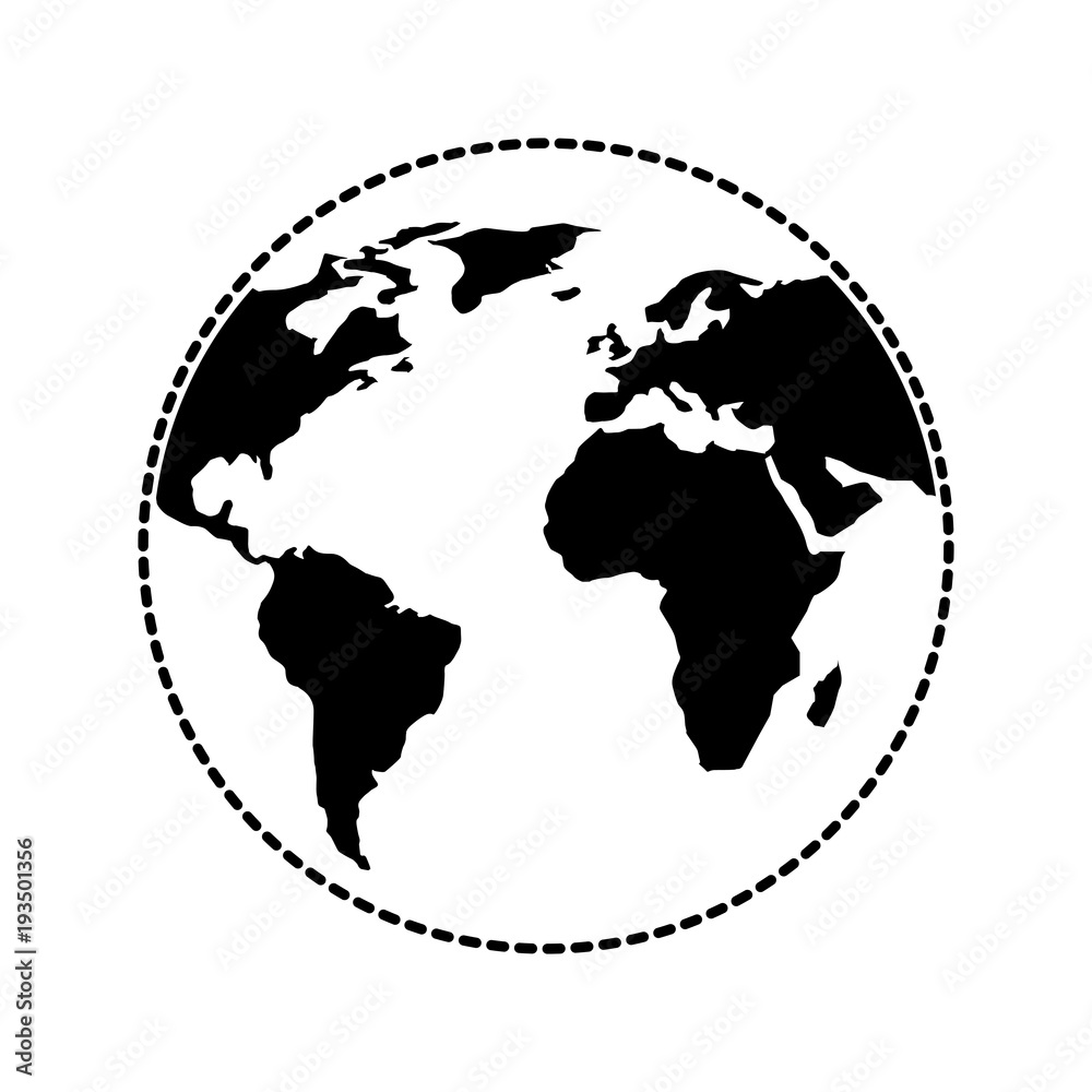 globe world earth planet map icon vector illustration dotted line graphic