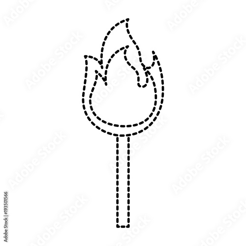 fire stick burn hot flame icon vector illustration dotted line graphic