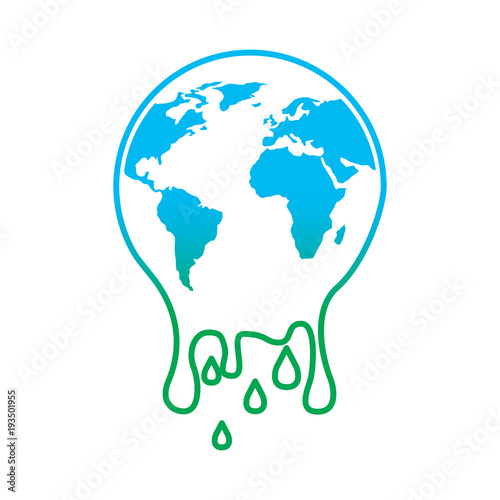 melting globe planet earth warming environment concept vector illustration degrade color line graphic