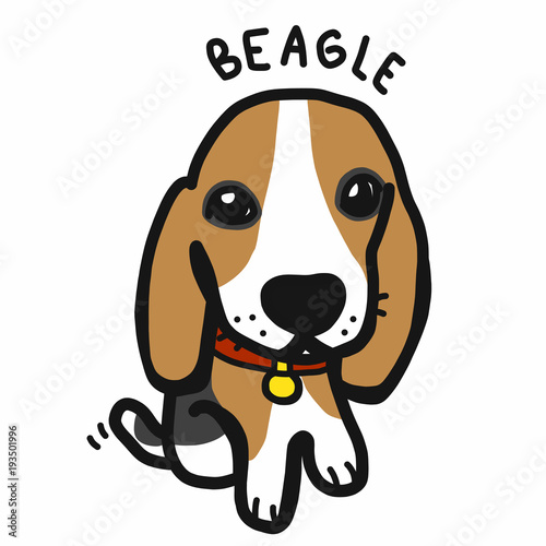 Beagle dog cartoon doodle style