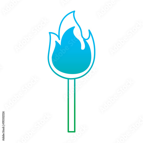fire stick burn hot flame icon vector illustration degrade color line graphic