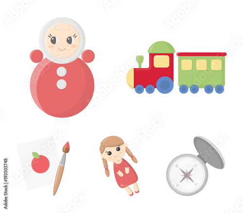 Train.kukla, picture.Toys set collection icons in cartoon style vector symbol stock illustration web.