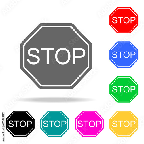 Stop Icon. Elements in multi colored icons for mobile concept and web apps. Icons for website design and development, app development