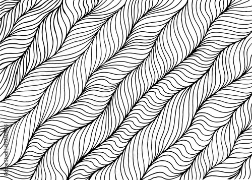 Wave striped abstract coloring page. Doodle art. Vector illustration