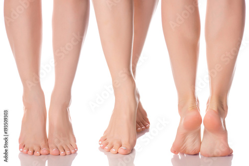 Set female feet legs  from different directions medicine beauty health