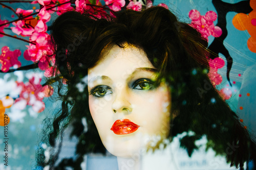 Female Mannequin and Cherry Blossoms