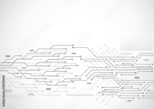 Abstract background with technology circuit board texture. Electronic motherboard illustration. Communication and engineering concept. Vector illustration