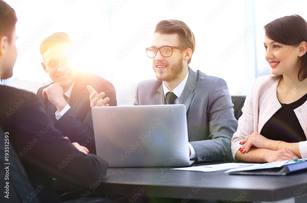 Manager communicates with the client in the office Manager communicates with the client in the office