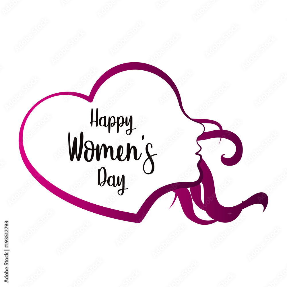 Girl avatar with heart shape. Happy women day