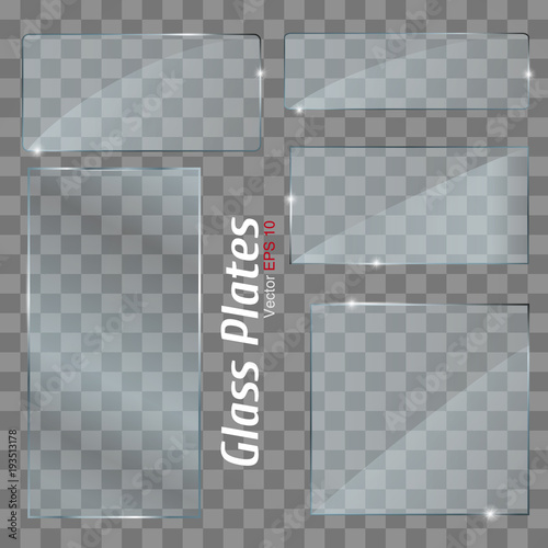 Glass set plates frame. Isolated on transparent background. 